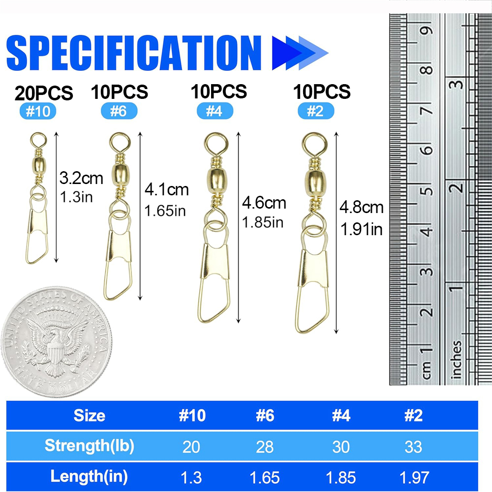 50Pcs Gold Fishing Barrel Swiv - đánh giá và giá Fishing Equipment Cheap